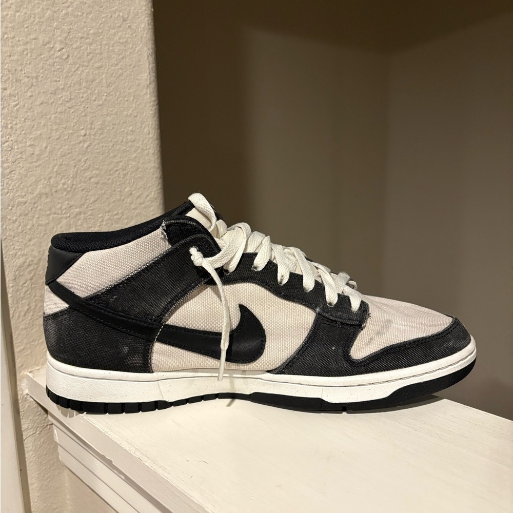Nike Dunk Mid 'Panda' Sail/Black-Sail-Black Canvas DV0830-102 Mens Size 10.5 - Picture 3 of 9